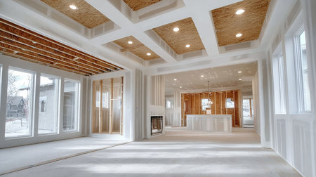 Spacious Interior and Finishing Touches of a New Home with Modern Drywall Installation Designの素材