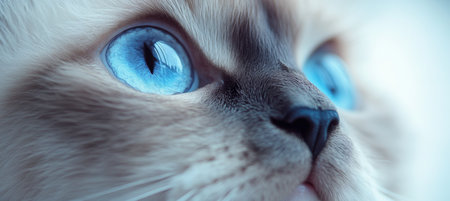 Exquisite Glance and Intense Expression of a Balinese Cat with Stunning Blue Eyes in Portraitの素材