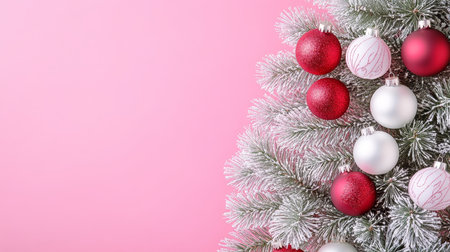 Elegant Winter Wonderland A Frosted Christmas Glamour with Pine Fresh Ornaments and Cheerful Spiritの素材