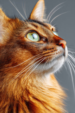 Stunning Portrait of a Somali Cat with Expressive Eyes, Showcasing Its Grace and Playful Charmの素材