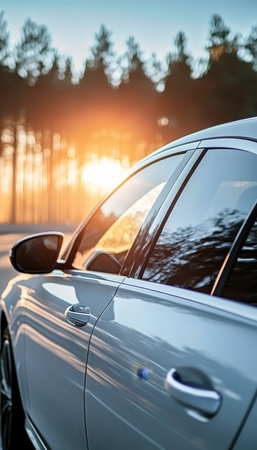 Automotive Window Tint Application Demonstrating Heat Rejection, UV Protection, and Enhanced Privacyの素材