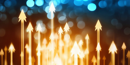 Dynamic Upward Trend Arrow Background Representing Success Driven Strategy and Growth Opportunitiesの素材