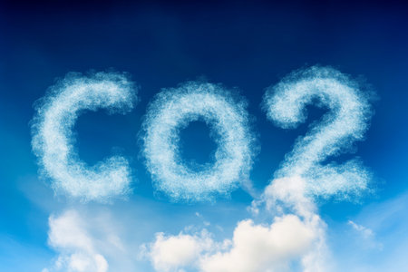 Cloud Formations with Environmental Concept Floating, Symbolizing Atmospheric Carbon Dioxide Contentの素材