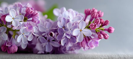 Exquisite Still Life of Blooming Lilacs in Soft Lilac Tones, Capturing Love, Serenity, and Beautyの素材