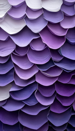 Dynamic Gradient Backdrop Featuring Waves of Layered Purple Paper for a Contemporary Artistic Lookの素材