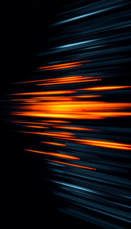 Futuristic Speed Technology Dynamic Light Streaks in Dark Space with Bright Glow Trailsの素材