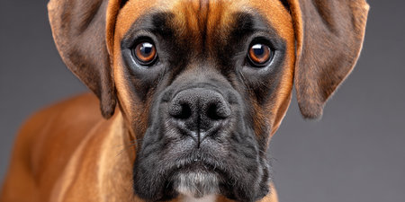 Intelligent and Charming Boxer Dog with Expressive Eyes Captured in a Beautiful Portrait Settingの素材