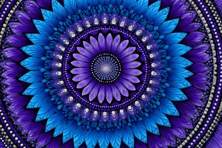 Elegant Floral Design Featuring Opulent Shades of Purple with Intricate Leaf Patterns in Digital Artの素材