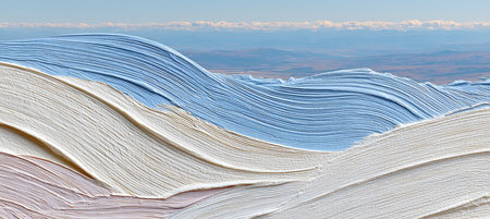 Soft, Seamless Gradient Blend of Azure and Neutral Colors in a Serene Mountainscape Backgroundの素材