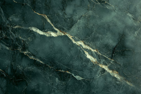 Elegant Dark Emerald Green Marble Texture with Striking Golden Vein Pattern for Luxury Interiorsの素材
