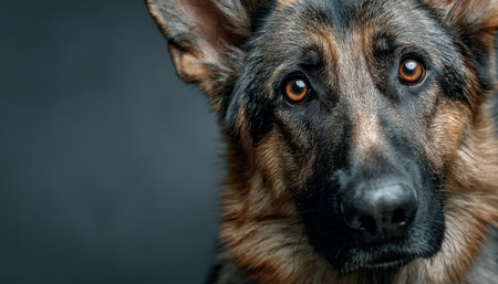 Noble German Shepherd Portrait A Soulful Gaze Capturing Its Character and Graceful Eleganceの素材