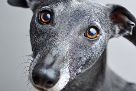 Stunning Greyhound Portrait Captivating Blue Pedigree with Expressive Gaze and Gentle Affectionの素材