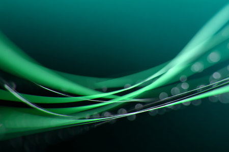 Vivid Emerald Motion, Glowing Lines and Shapes Dance Across the Digital Abyss in Abstract Artの素材