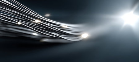 Vibrant Abstract Background with Streaks of Light, Curves, and Metallic Textures for Modern Designsの素材