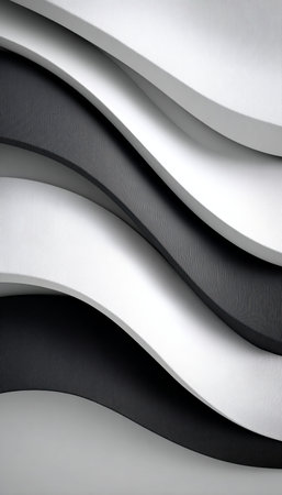 Dynamic Monochrome Wave Geometry with Gradient Stripes and Serpentine Design Elements for Backgroundの素材