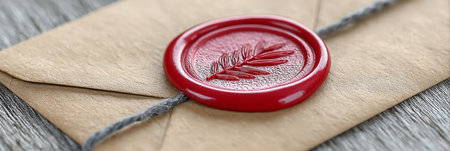 Authentic Vintage Letter with Wax Seal on Textured Paper Surface, Closeup of Envelope Detailsの素材