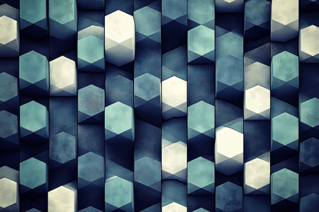 Abstract Geometric Surface Featuring Intricate Hexagons in Harmonious Shades for Stunning Designsの素材