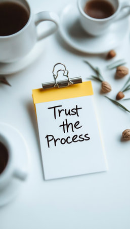 Inspiring Coffee Break Trust the Process, Embrace Growth, and Fuel Your Success with Motivationの素材