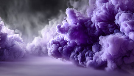 Dramatic cloudscape of delicate purple smoke evokes surreal celestial wonder and mysterious depthsの素材