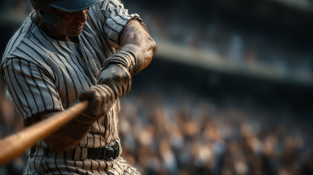 Energetic Athlete Preparing to Bat on Baseball Field, Capturing Intense Action Moment in Gameの素材