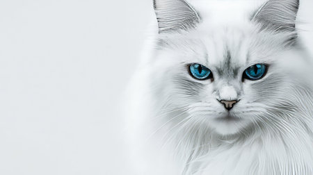 Beautiful Close-Up of a Majestic Persian Cat with Striking Eyes Surrounded by Soft Fleece Blanketの素材