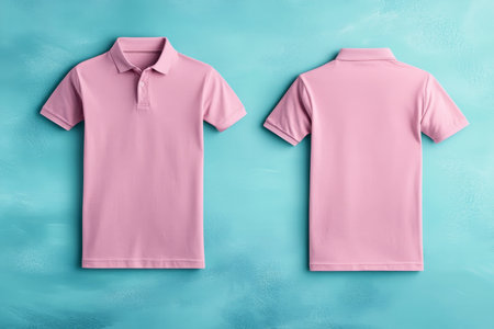 Stylish and Comfortable Pink Polo Shirt for Men on Pastel Aqua Background, Perfect for Any Occasionの素材