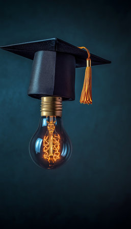 Creative Light Bulb Representing Bright Ideas, Inspiration, and Future Potential in Educationの素材