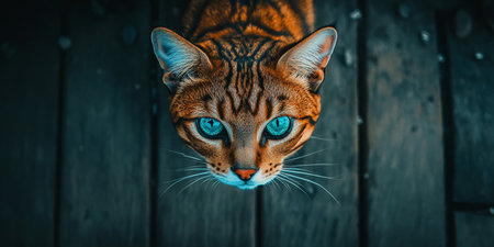 Bengal Cat Portrait Showcasing Striking Eyes and Unique Markings in an Elegant and Captivating Poseの素材