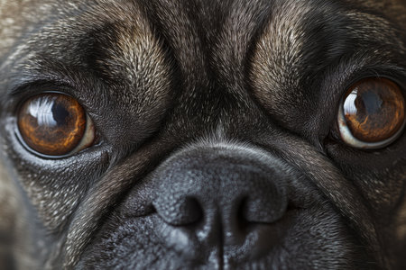 Captivating Close-Up of a Bulldog s Expressive Eyes and Muzzle, Showcasing Unique Canine Featuresの素材