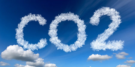 Symbolic CO2 Molecules in Clean Atmosphere, Highlighting Global Environmental Concerns and Threatsの素材
