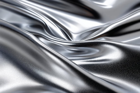 Futuristic Silvery Metal Design with Ripple Effect and Luxury Chrome Texture in Abstract Backgroundの素材