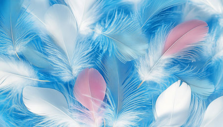 Pastel Feathers Delightful Backdrop with Delicate Plumage Patterns for Romantic and Valentine Themesの素材