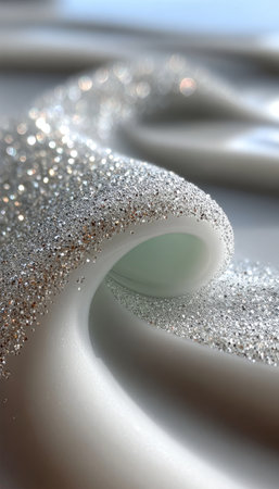 Elegant and Serene Frosted Wavelike Curves with Subtle Iridescent Hues for Digital Backgroundsの素材