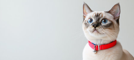 Siamese Cat s Intense Portrait Capturing Engaged Calmness in Bright Lighting and High Detail Focusの素材