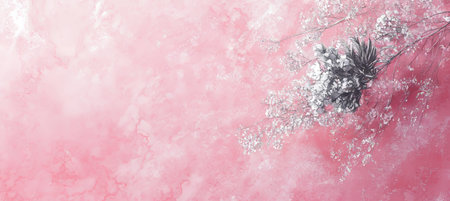 Delicate Watercolour Sketch of Blush Pink Wash with Intricate Grasses and White Seed Headsの素材