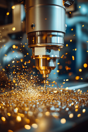 CNC Machine Milling Titanium in Metal Workshop, Showcasing Precision Engineering Excellenceの素材