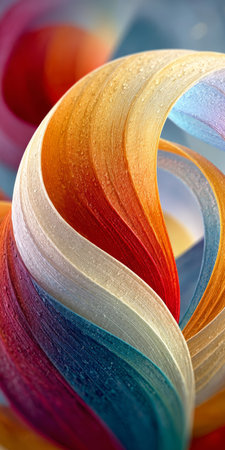 Vibrant Abstract Ribbons Dance in a Kaleidoscopic Dreamscape of Liquid Movement and Colorful Blissの素材