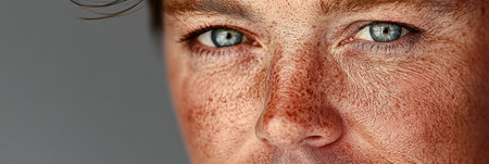Authentic Portrait of a Mature White Man with Freckled Skin, Showcasing Natural Beauty and Characterの素材