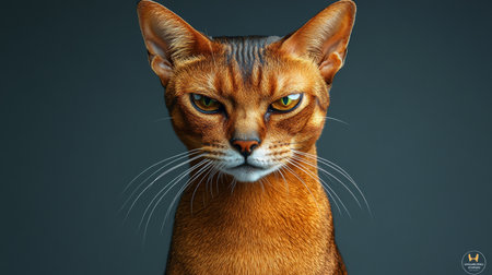 Captivating Abyssinian Cat with Striking Amber Eyes, Showcasing Feline Elegance and Charm.の素材