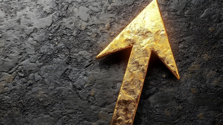 A Golden Arrow Rising Against a Dark Stone Background, Symbolizing Achievement and Triumphの素材