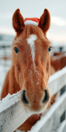 Festive Equid Joyfully Wishing Well at Christmas Time in a Beautiful Snowy Environmentの素材