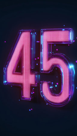 Illuminated Forty Five A Stunning Glowing Number with a Futuristic Design for Creative Projectsの素材