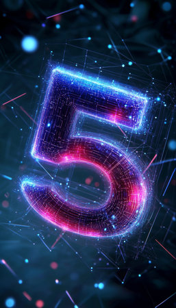 Futuristic Glowing Five-Digit Design Depicting Mathematical Significance With Visual Eleganceの素材