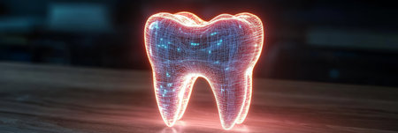 Modern Dental Treatment Concepts with Creative Wire Diagrams of Human Molars in Digital Styleの素材