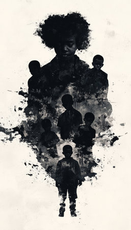 Heroes of Yore Silhouette Figures in Hues of Youth, Ancestry, and Heritage Showcasing Educationの素材