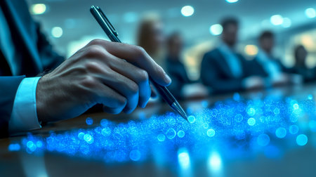 Engaging Strategy Meeting Between Influential Executive and Ambitious Visionary Leader in Tech Firmの素材