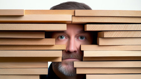Surreal Portrait of a Man Immersed in Woodworking, Embracing Creative Expression and Craftsmanshipの素材