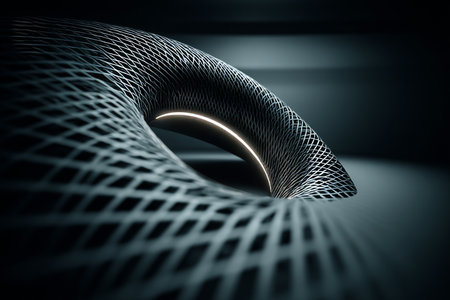 Abstract Wire Mesh Form with Radiant Curves and Geometric Patterns for Stunning Background Useの素材
