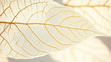 Delicate Macro of Translucent Skeletal Leaves on a Soft Pastel Background, Ethereal Beauty Displayedの素材