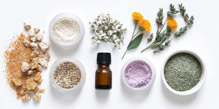 Natural Beauty Elements for Skincare Herbal Facial Masks, DIY Cosmetic Powders, and Oilsの素材